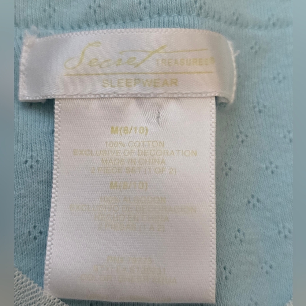 Secret Treasures Vintage Sleepwear Top Y2K Lace Mesh Lightweight Blue Coquette - Picture 6 of 8